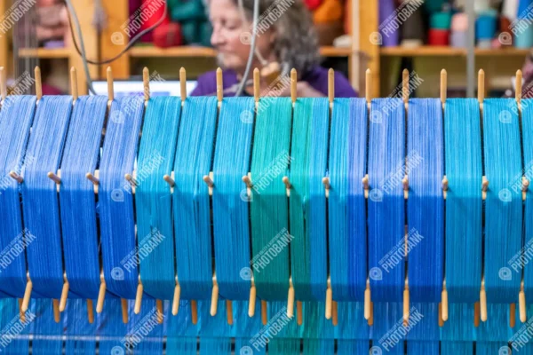 Close up of loom threads